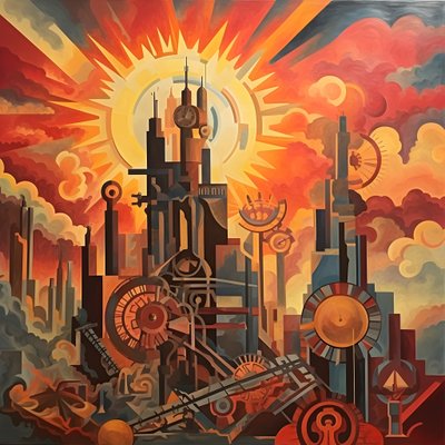 engrenagens e ferramentas nascer do sol abstrato 1950s 4 de Kurt Heppke