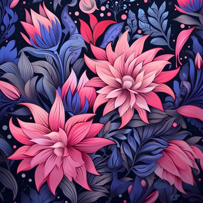 um ramo de flores cor-de-rosa e azul 1 de Kurt Heppke
