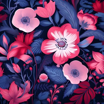 um ramo de flores cor-de-rosa e azul 3 de Kurt Heppke