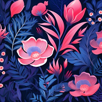 um ramo de flores cor-de-rosa e azul 4 de Kurt Heppke