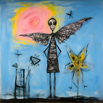 uma aguarela original de um anjo a segurar uma borboleta 4 de Kurt Heppke