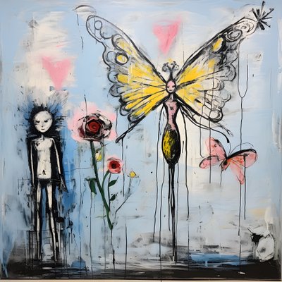 uma aguarela original de um anjo a segurar uma borboleta 4 de Kurt Heppke