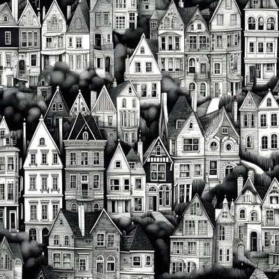 uma fotografia a preto e branco das casas 3 de Kurt Heppke