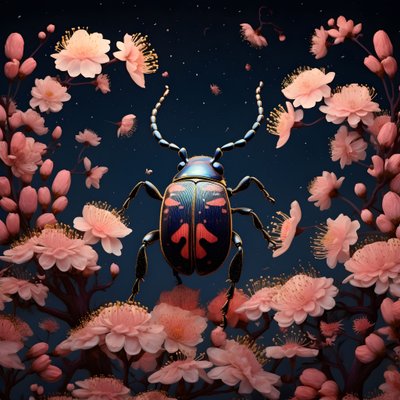 uma ilustração de um cobre ilustrado com cogumelos no fundo 2 de Kurt Heppke