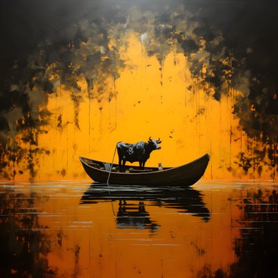 uma vaca num barco num lago 1 de Kurt Heppke
