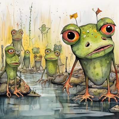 Pintura de página inteira a aguarela e tinta da China de Froeschen 3 de Kurt Heppke