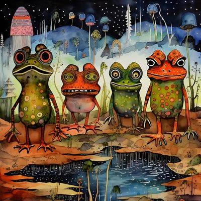 Pintura de página inteira a aguarela e tinta da China de Froeschen 4 de Kurt Heppke