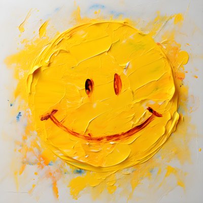 Carinha de sorriso amarela pintada em Impasto 1 de Kurt Heppke