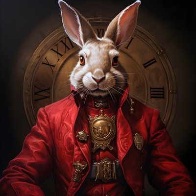 coelhinho androide antropomórfico cibernético, com casaco vermelho 3 de Kurt Heppke