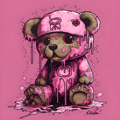 ursinho de peluche unissexo cor-de-rosa com uma tatuagem castanha na testa 4 de Kurt Heppke