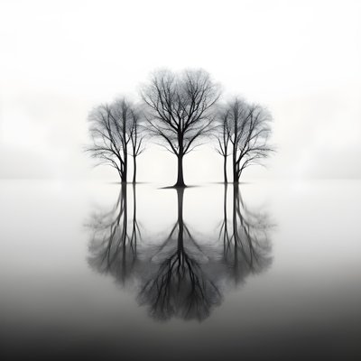 fotografias a preto e branco de árvores sobre a água 1 de Kurt Heppke