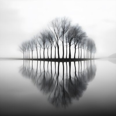 fotografias a preto e branco de árvores sobre a água 3 de Kurt Heppke