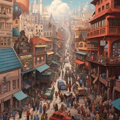 cidade com muita gente realista 1 de Kurt Heppke
