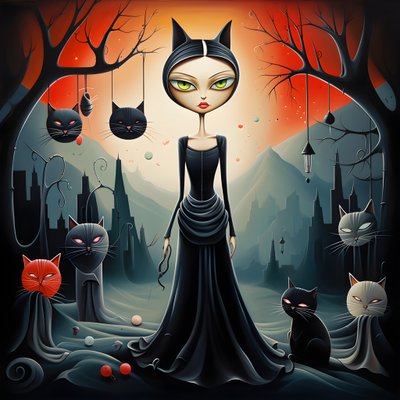 mulher gato louca de vestido 2 de Kurt Heppke
