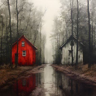 duas casas vermelhas na floresta 3 de Kurt Heppke