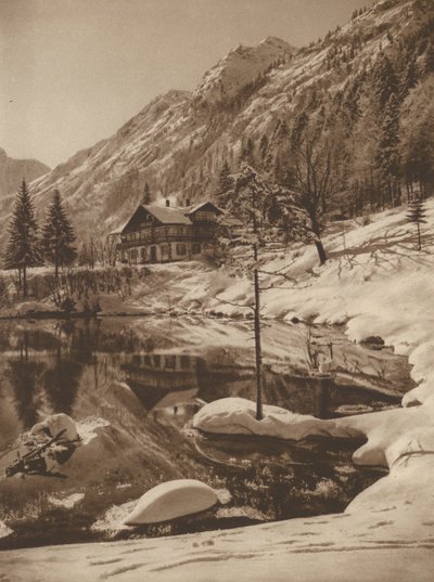 Der Christlessee bei Oberstdorf; The Christles-See perto de Oberstdorf (foto a p/b) de Kurt Hielscher