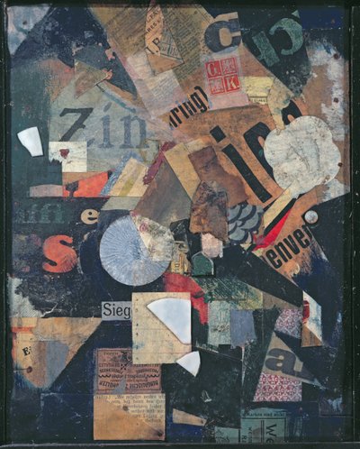 Vitória (óleo & colagem sobre jornal) de Kurt Schwitters