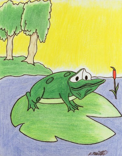 Lily Pad Frog, 2005 (lápis de cor sobre papel) de Kurtis L. Miller
