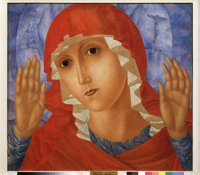 La Vierge de compassion. Peinture de Kuzma Sergeyevich Petrov Vodkin (Petrov-Vodkin) (Kouzma Petrov Vodkine) (Petrov-Vodkine) (1878-1939), huile sur toile. de Kuzma Sergeevich Petrov Vodkin