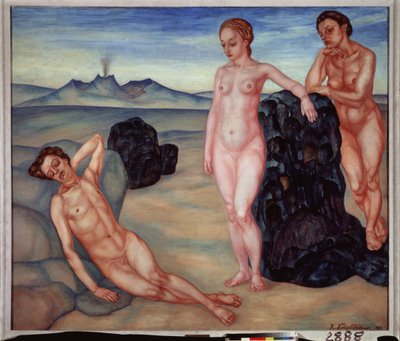 Um sonho. Pintura de Kuzma Sergeevich Petrov Vodkin (Petrov-Vodkin) (Kouzma Petrov Vodkin) (Petrov-Vodkin) (1878-1939), óleo sobre tela de Kuzma Sergeevich Petrov Vodkin