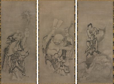 Hotei com Imortais Daoístas de Kyūseki Tomonobu
