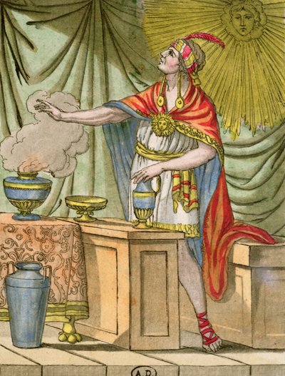 Sacerdote peruano antigo, de &39;Encyclopedia of Travels&39; de Jules Grasset de Saint-Sauveur (1757-1810) 1796 de L.F. Labrousse