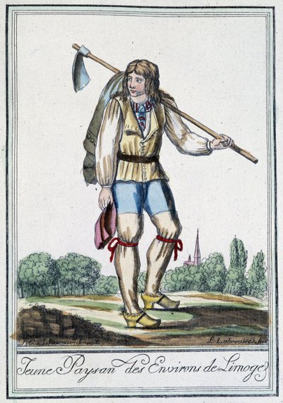 Jovem camponês da zona de Limoges - na "Encyclopédie des voyages" de J. Grasset St Sauveur, Deron, Paris de L.F. Labrousse