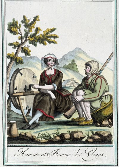 Homem e mulher dos Vosges - na "Encyclopédie des voyages" de J. Grasset St Sauveur, Deron, Paris de L.F. Labrousse