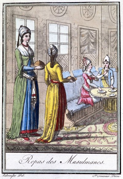 Refeição das mulheres muçulmanas - in "Encyclopédie des voyages" de J. Grasset St Sauveur, ed. Deroy, Paris de L.F. Labrousse