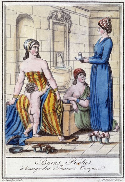Banhos públicos para o uso das mulheres turcas - na "Enciclopédia das viagens" de J. Grasset St Sauveur, Deroy, Paris de L.F. Labrousse