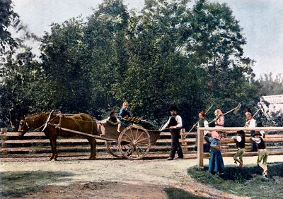 Camponeses no final da colheita, Suécia, c1890 de L Boulanger