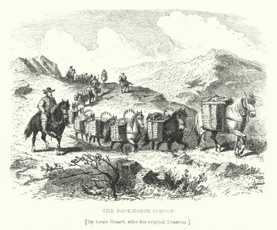 O Pack-Horse Convoy (gravura) de L. Huard