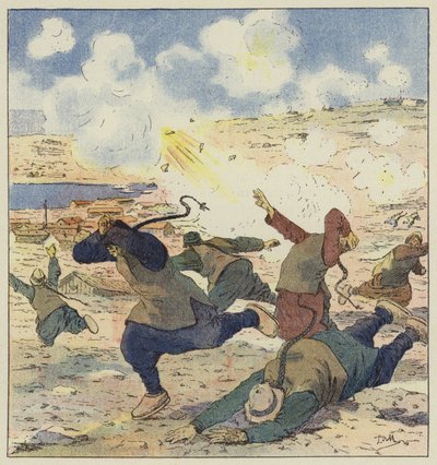 Escapada chinesa para o primeiro bombardeio de Port Arthur de L. Malespine