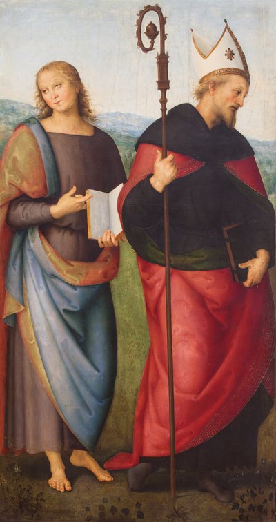 São João Evangelista e Santo Agostinho,1502 (óleo sobre tela) de L. & Perugino P. (c.1450-1523) Signorelli