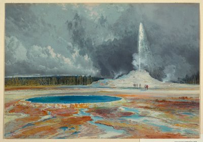 Impressão, Géiser do Castelo, Bacia do Géiser Superior, Parque Nacional de Yellowstone de L. Prang and Company