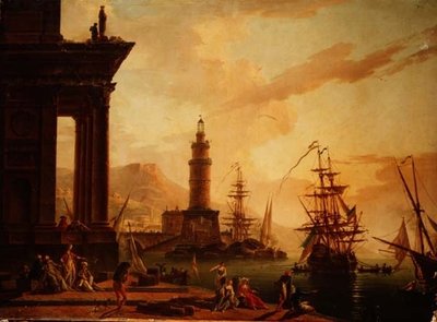Capriccio de um porto mediterrâneo com uma fragata holandesa e outros navios de La Croix de Marseilles