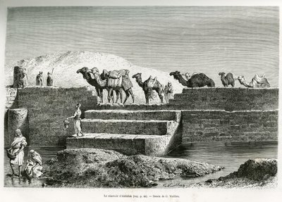 O Reservatório de Abdullah, Arábia Saudita, ilustração de "Peregrinação a Nejd, o berço da raça árabe", publicada no World Tour, liderado por Edouard Charton (1807-1890) 1882 (litho) de Lady Anne Blunt