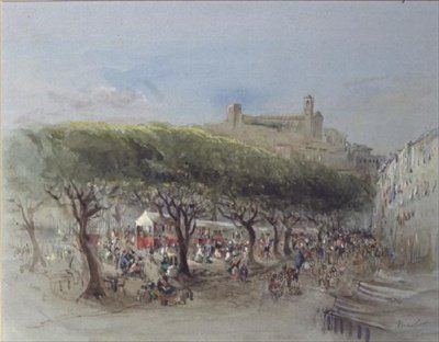 O Mercado, Cannes (aguarela) de Lady Honoria Cadogan