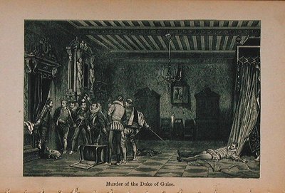 Assassinato do duque de Guise (1549-88) ilustração de Little Arthurs História da França: dos primeiros tempos à queda do segundo Império publicado em 1899 de Lady M. Chalcott