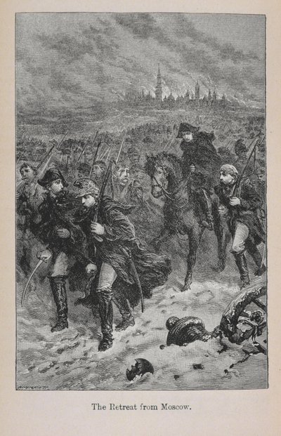 Retirada de Moscou, ilustração da "História da França de Little Arthur: dos primeiros tempos à queda do 2º Império", publicada em 1899 de Lady M. Chalcott