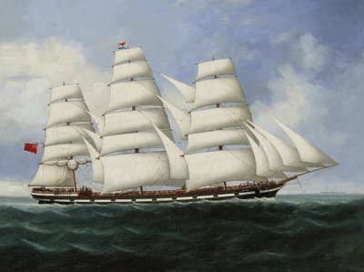 O navio mercante "Loch Long" no mar, a toda a vela de Lai Fong