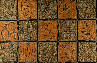 Batik com padrão de cheque tradicional, Surakarta, Java, Indonésia, detalhe de Amadeo (after) Modigliani