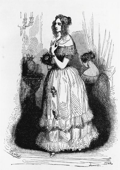 Ilustração para Duquesa de Langeais, romance de Honore de Balzac (1799-1850) da coleção multi-volumes intitulada Human Comedy, gravura de Laisne de Laisne Laisne