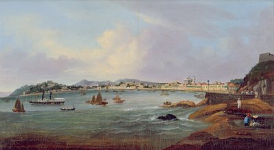 Porto de Macau, China, c.1855 (óleo sobre tela) de Lam Qua (attr. to)