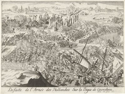 Strijd om de Kauwensteinse dijk, 1585
Derrota do exército holandês na barragem de Covenstein (título sobre o objecto) de Lamberecht Causé