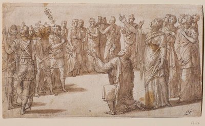 Augusto e a Sibila Tiburtina, ca 1547. de Lambert Lombard