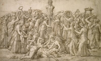 Sacrifício a Priapo, 1540 (caneta e bistre) de Lambert Lombard