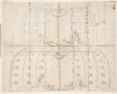 Castelo de Frederiksborg, Audience Hall. Dois rascunhos diferentes de decoração de teto para a cúpula de Lambert van Haven