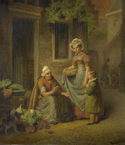 Mulher vendendo legumes de Lambertus Johannes Hansen