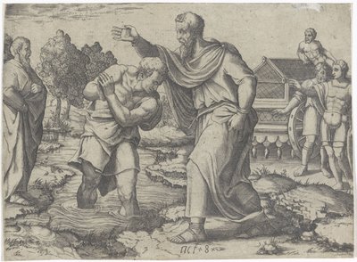 Batismo do Eunuco Etíope por Filipe Cenas do Livro de Atos (título da série) de Lambertus Suavius (attributed to)